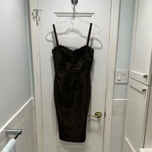 Carmen Marc Valvo Black Bodycon Midi Dress